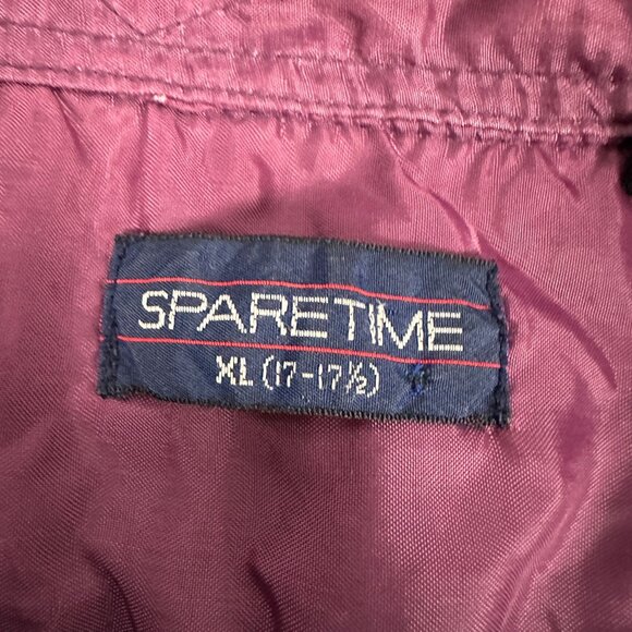 Sparetime Mens Plaid Button Down Long Sleeve Shirt Purple Green Acrylic XL - Picture 3 of 5